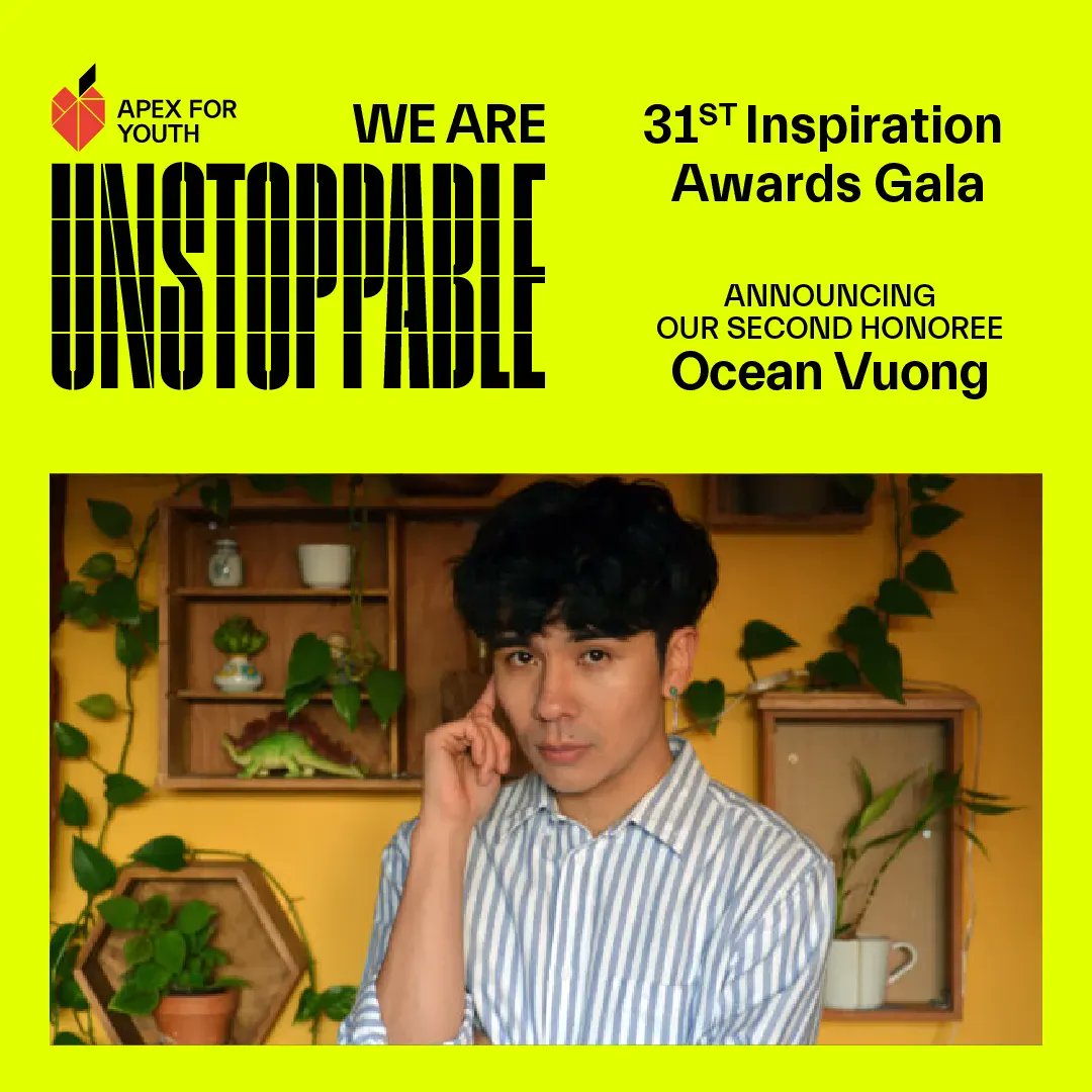 We’re thrilled to announce OCEAN VUONG as our second honoree for our 31st Inspiration Awards Gala! Ocean is the author of NYT bestselling poetry collection, Time is a Mother, and NYT bestselling novel, On Earth We're Briefly Gorgeous. For info on our gala: buff.ly/3FDBeQL