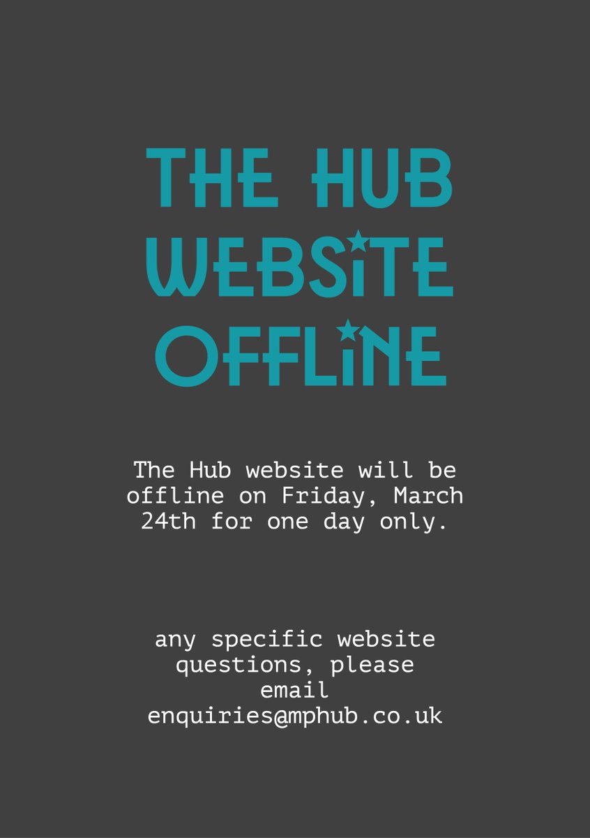 MulberryParkHub's tweet image. On Friday, March 24 The Hub website will be offline.  Our apologies for any inconvenience this causes. If anyone needs any specific information on the website, please email enquiries@mphub.co.uk #behindthescenes #technicalchanges