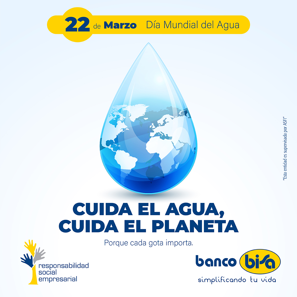 El uso consciente 🚿 🛁 🚰 del agua  💧 es responsabilidad de todos. Hoy podemos cuidar el agua que necesitaremos mañana ♻️
#ElCambioComienzaConUnoMismo
#ConcienciaAmbientalBancoBISA
#RSE