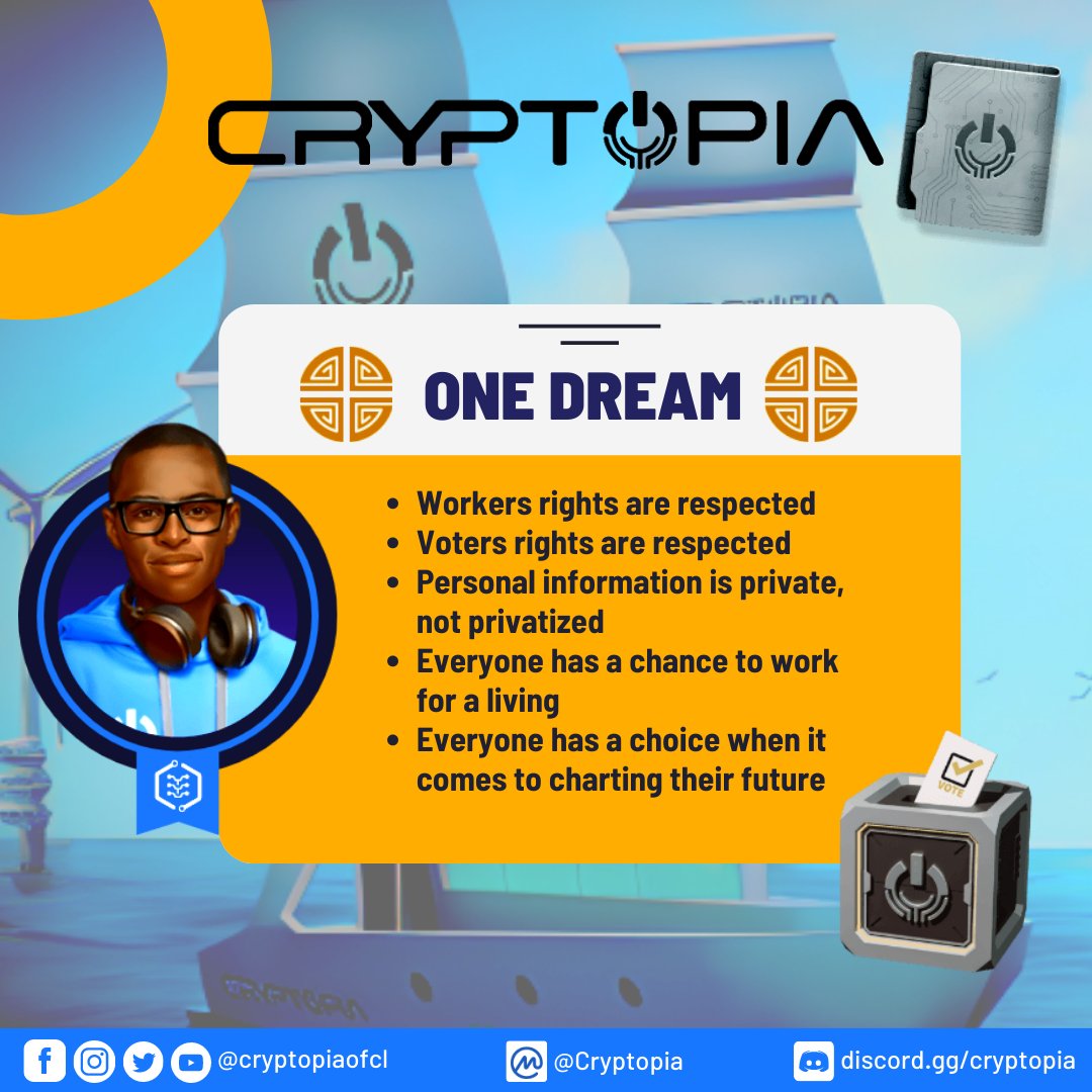 SamClark_CRT's tweet photo. The Unifiers will provide free education to all Cryptopians at a young age. But that's not all, they improve voting systems, form unions, legal support, promotion of renewable energy for the people and the nation's stability.

#Cryptopia #TraditionalFaction #Unifiers #Voting https://t.co/iWPzZpPUU4
