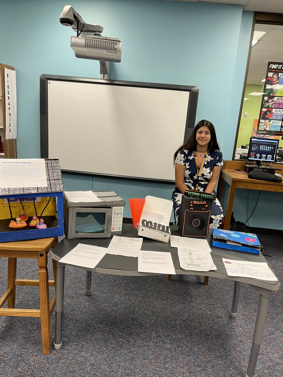 ProfessorTmart's tweet photo. STEM showcase time!! Unit one projects of if there was no more electricity anymore, what would you use as a source to replace it? How would you remake products we use that need electricity? My students did amazing and creative!! @OlleMightyOwls @CITGOiaOLLE https://t.co/RKtOJg0J5Q