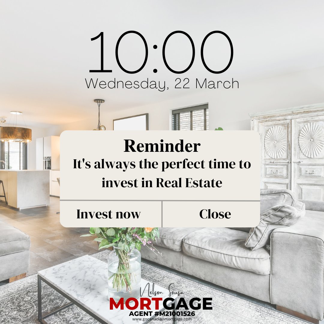 When you're well-guided, it's always the time to invest in real estate!

#realestatewednesday #realestate #homebuyer #firsttimehomebuyer #invest #investor #investmentproperty #mortgages #mortgageagent #brantfordontario #brantfordrealestate #brantfordmortgages #gocanadianmortgage