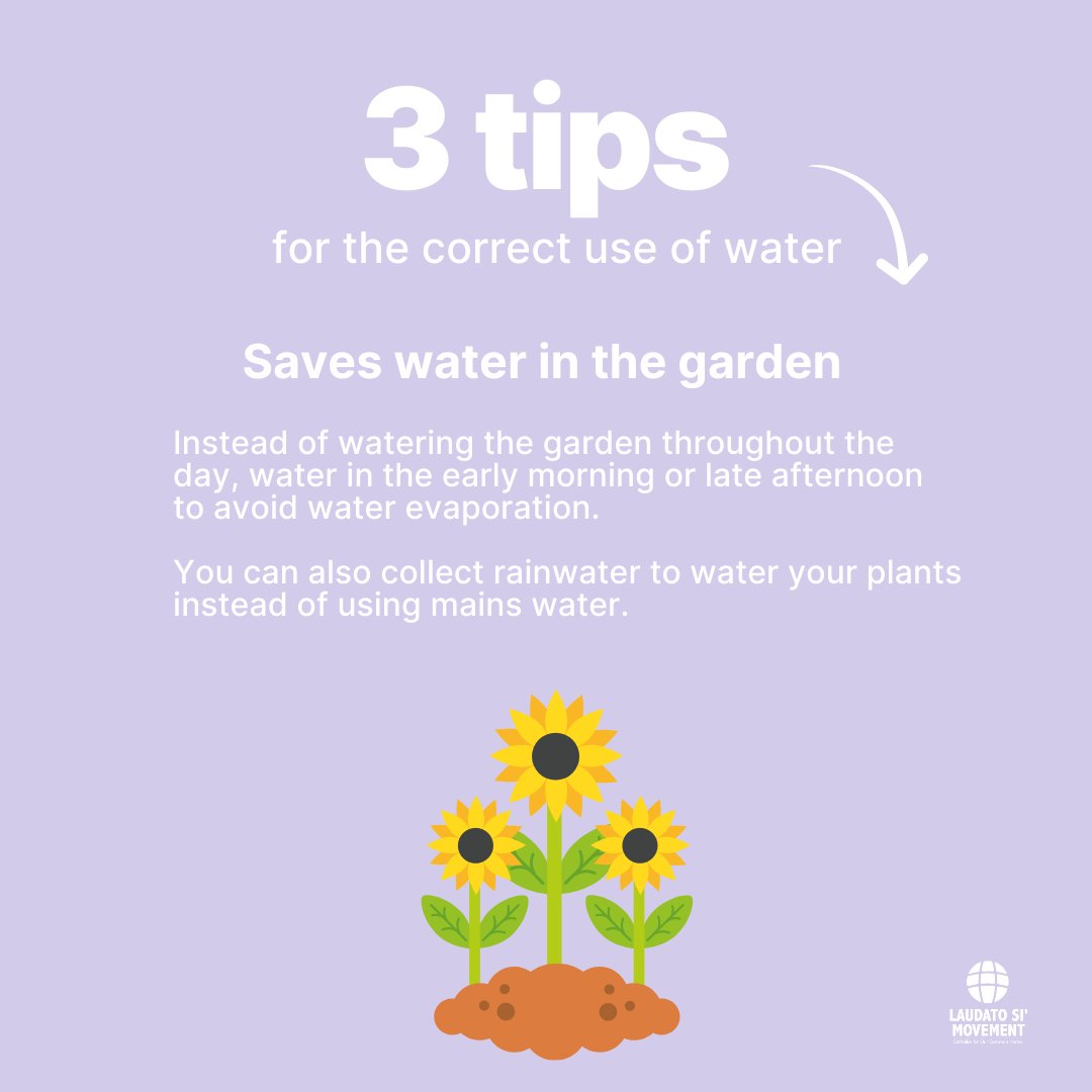 LaudatoSiMvmt's tweet photo. Today we celebrate #WorldWaterDay! 💜

#Water is one of the most valuable resources on the #planet, and it's the perfect time to remember the importance of using this resource responsibly 👐

Every drop counts! 💧💦

#WaterDay #ResponsibleWaterUse. https://t.co/gMQsyZCBP6
