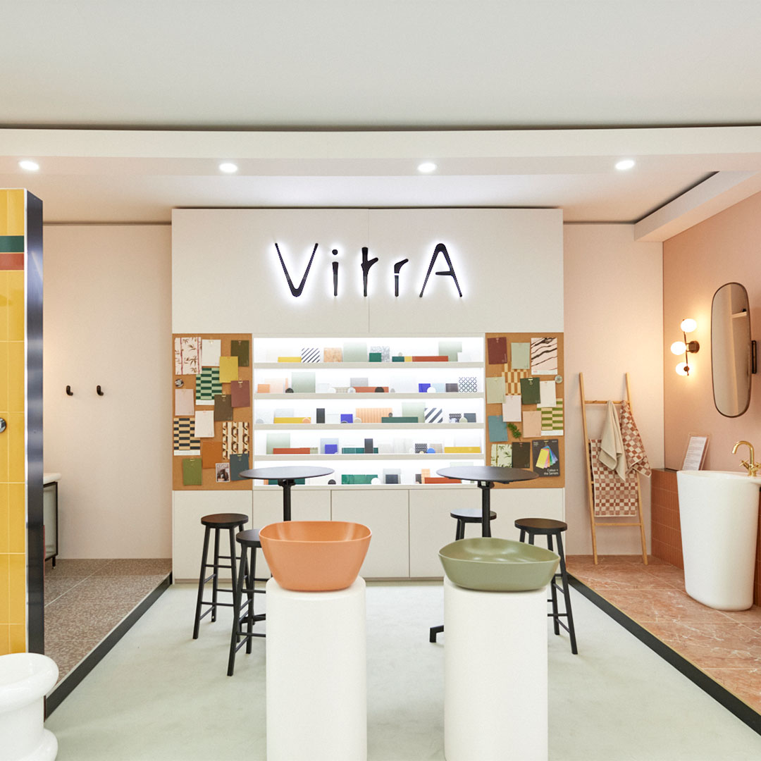 Emma Jane Palin's debut work as an exhibition designer for @VitrABathrooms couldn't be more beautiful!  Emma also brought more of her favourite brands into the fold to show how colour and pattern can bring joy to bathrooms. #LondonDesignWeek @DesignCentreCH
