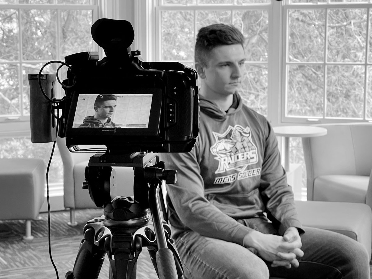 RivUniversity's tweet photo. Lights, camera, action! Students and staff sat down to talk about their experiences at Rivier and the growth of the University. #rivieruniversity #higherandbetter https://t.co/ZB6VJKiFA4