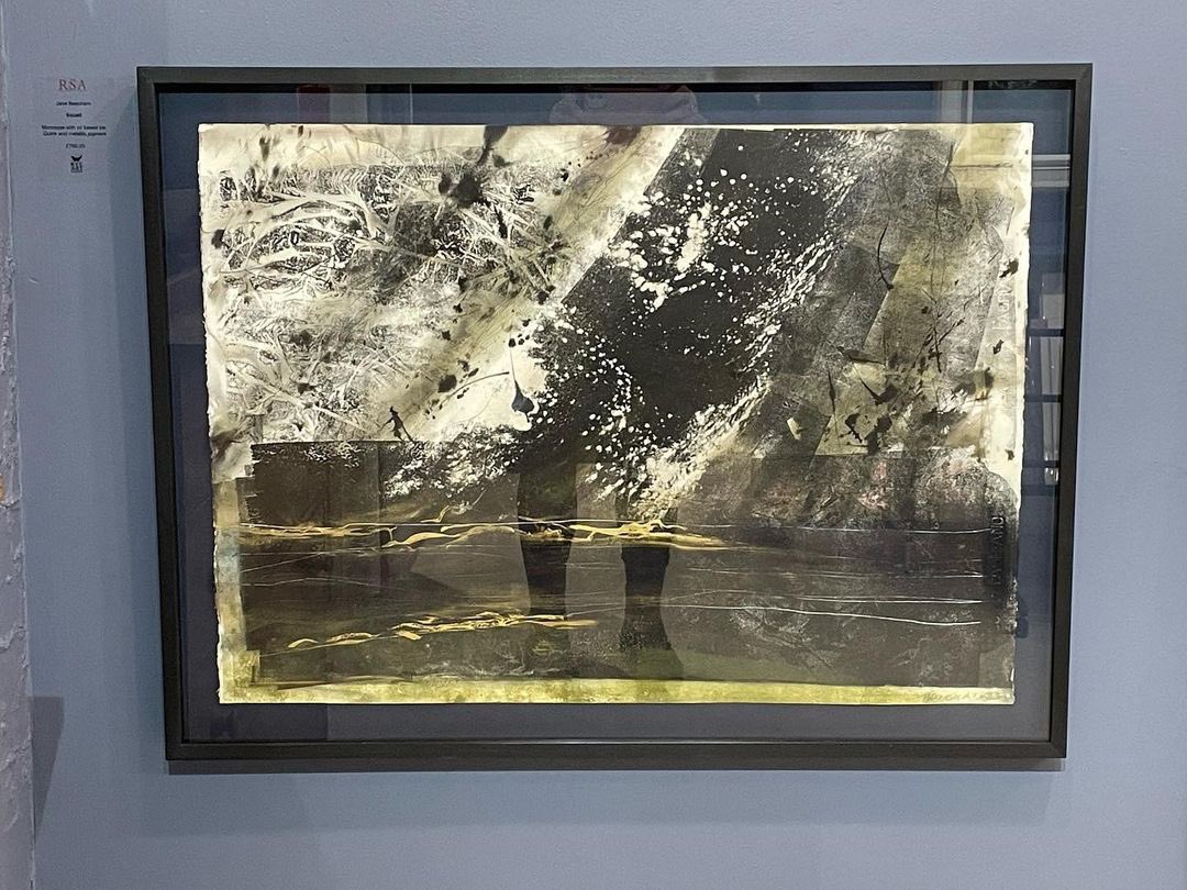 ryeartists's tweet photo. Hanging with Clive Garland’s Whirligig are Jane Beecham’s mixed media Monotypes ’Squall’ and ‘Bluff’ and two Wind Drawings in our Spring Exhibition at Rye Art Gallery @janebeecham #ryeartists https://t.co/AzuK7EEyHV