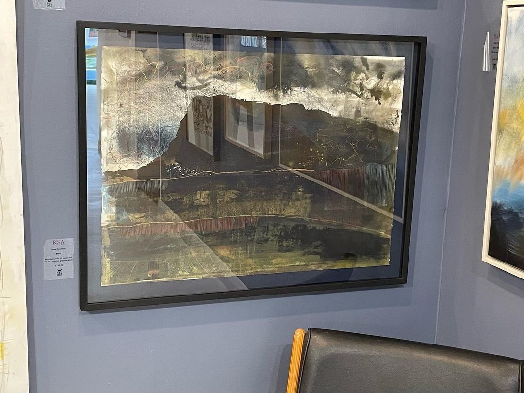ryeartists's tweet photo. Hanging with Clive Garland’s Whirligig are Jane Beecham’s mixed media Monotypes ’Squall’ and ‘Bluff’ and two Wind Drawings in our Spring Exhibition at Rye Art Gallery @janebeecham #ryeartists https://t.co/AzuK7EEyHV