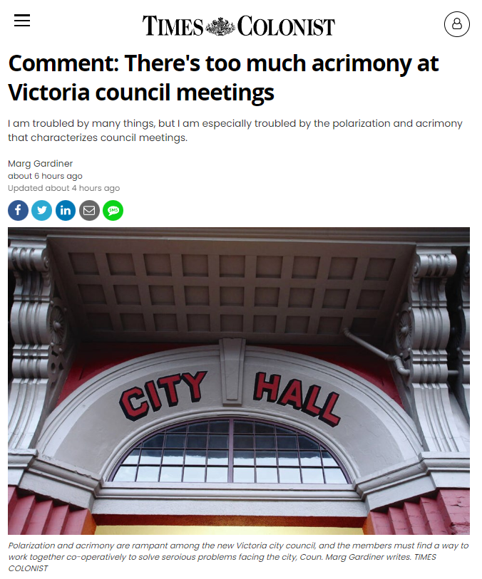 Adam_Stirling's tweet photo. Meanwhile, another member of @CityOfVictoria council has taken to the pages of the @timescolonist to sound the alarm on the deteriorating conditions and increasing hostility at the council table.
This time it's Marg Gardiner #yyj https://t.co/5Phma8C2cD https://t.co/vtZqSZyOSZ
