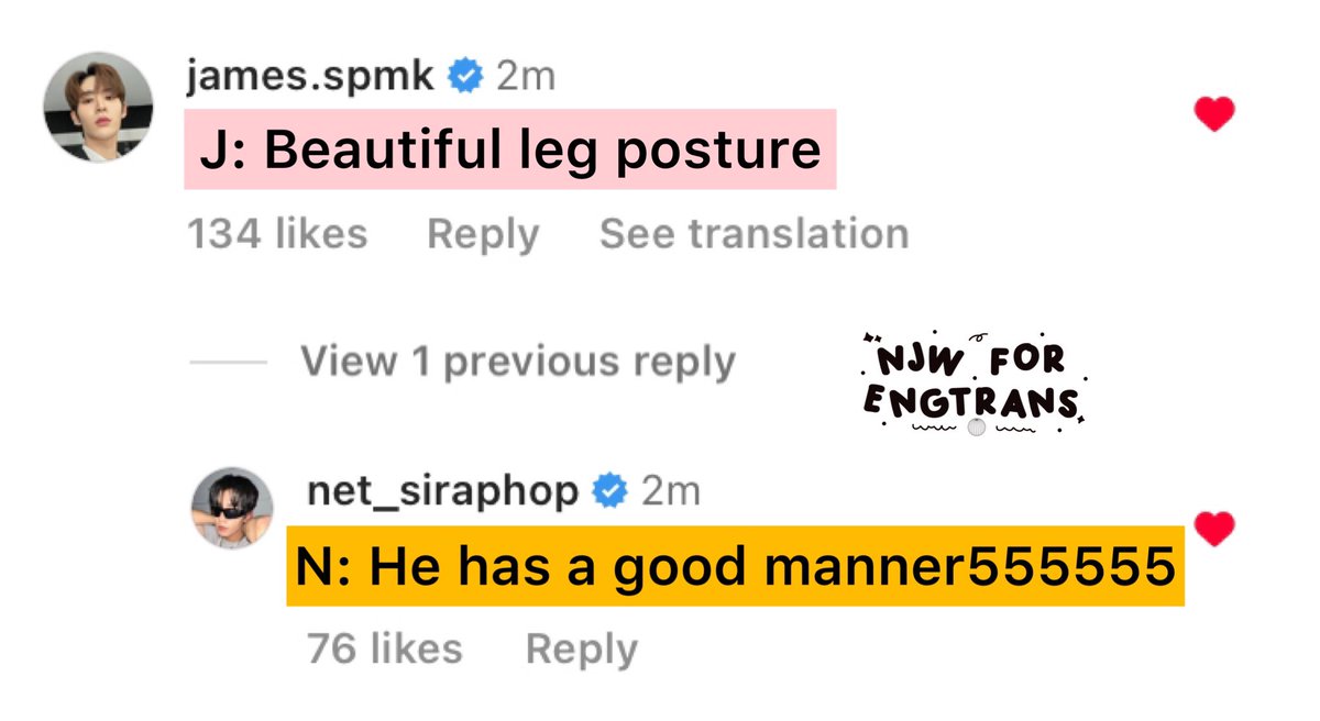 NJW_Translation's tweet photo. ꒰ #NetJamesEngTrans ꒱

📝[Caption]
🦁: Like father,like son 🐱
￼
#netsiraphop #JamesSu 
#NetJames #เน็ตเจมส์ https://t.co/pRMsg7NCR2