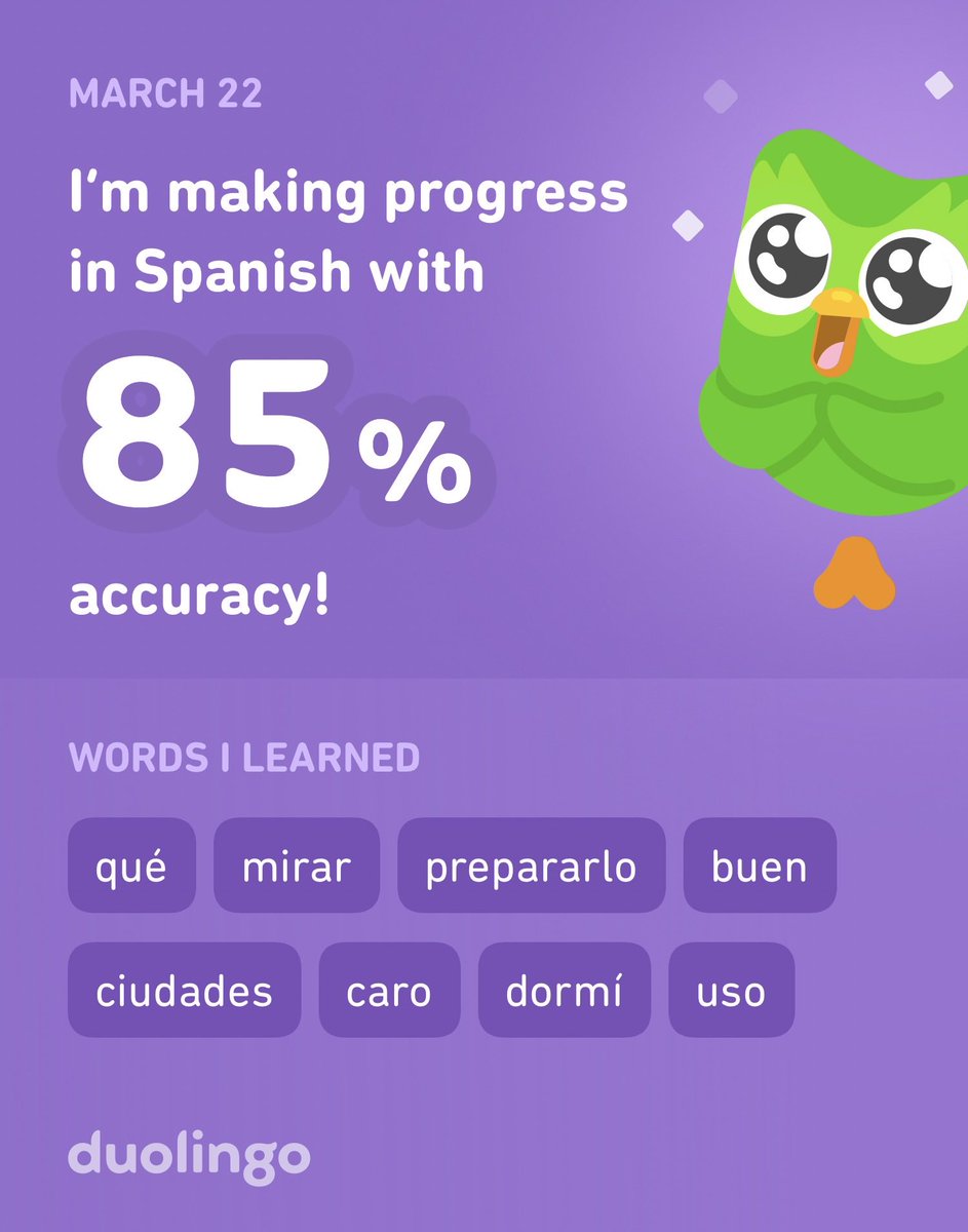 I’m learning Spanish on Duolingo! It’s free, fun, and effective.