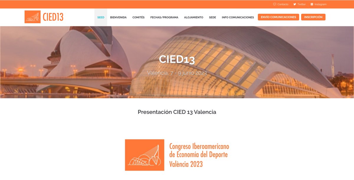 🔊Ya tenemos activa la web del CIED13

✔️Del 7 al 9 de junio, <a href="/SMIrg_Valencia/">SMIrg</a> , junto con la <a href="/seed_deporte/">Sociedad Española de Economía del Deporte</a> y <a href="/UV_EG/">Universitat València</a> , organizamos la decimotercera edición del Congreso Iberoamericano de Economía del Deporte.

¿Te lo vas a perder?

🔗 seed-deporte.es/cied-13