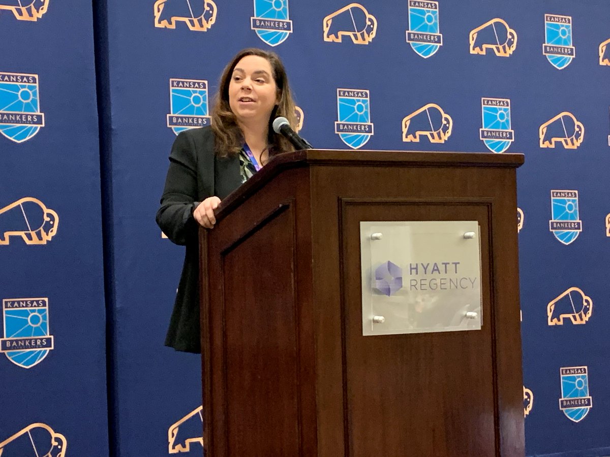 KansasBankers's tweet photo. Deanne Engstrom, Chairwoman of KBA Education/HR Committee welcomes those attending the Women in Banking Conference at the Wichita Hyatt Regency Hotel. #WeBankKansas https://t.co/qTwplTEyLS