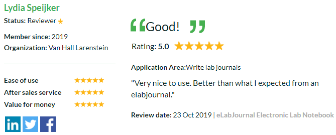 ChemistryChrisA's tweet image. 📚Have you read the excellent reviews ⭐⭐⭐⭐⭐ of #eLabJournal and #eLabInventory on SelectScience® ❓

selectscience.net/product-direct…

For more information on eLabNext #software please visit our website and request a demo or free 30-day trial elabnext.com

#biotech #pharma