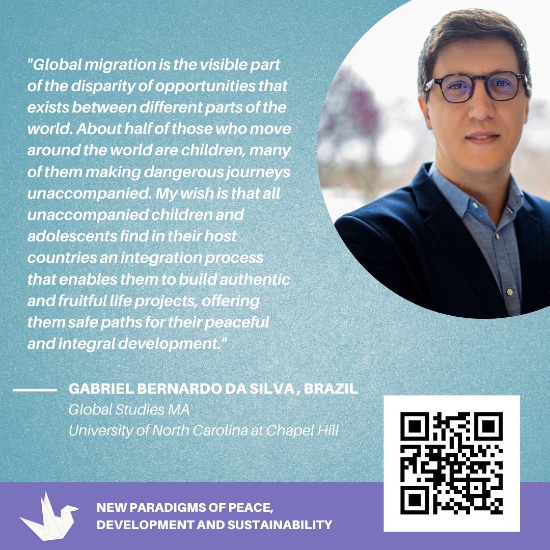 Duke-UNC Rotary Peace Center (@dukeuncrotary) on Twitter photo In his conference presentation, Global Studies Fellow Gabriel Bernardo da Silva will discuss the experiences of unaccompanied foreign minors and their need for robust and constructive integration processes. Register using the QR code below!
<a href="/UNC_Global/">UNC Global Affairs</a> <a href="/DukeDCID/">Duke Center for International Development</a> #rotarypeace In his conference presentation, Global Studies Fellow Gabriel Bernardo da Silva will discuss the experiences of unaccompanied foreign minors and their need for robust and constructive integration processes. Register using the QR code below!
<a href="/UNC_Global/">UNC Global Affairs</a> <a href="/DukeDCID/">Duke Center for International Development</a> #rotarypeace