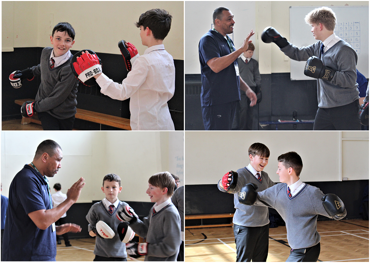 WellacreAcademy's tweet photo. Courtney Fry, Athlete Mentor and former boxer, returned to Wellacre to oversee a session with our Sports Ambassadors and mentees #ActiveInMind

Everyone enjoyed mentoring activities around support, communication and mental toughness before learning boxing skills from the best! https://t.co/4Ka7uc5Qz3