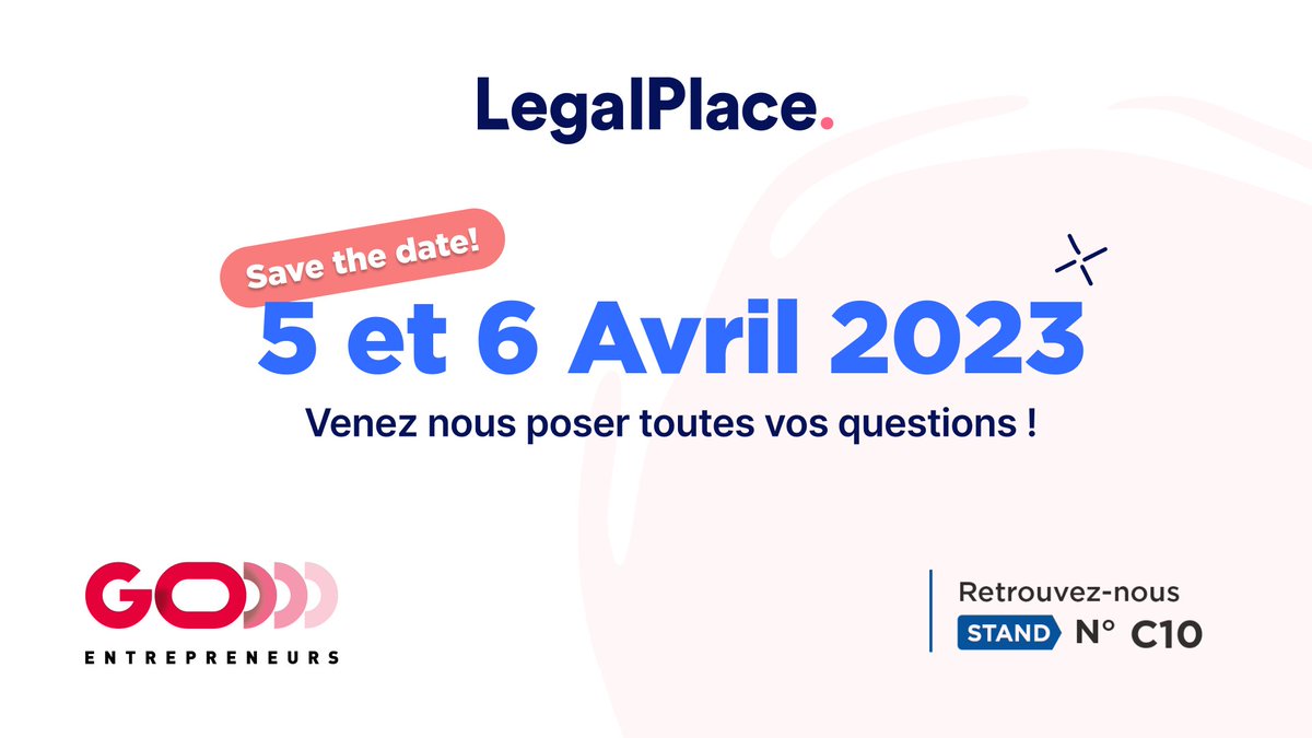 LegalPlace.fr (@legalplace) on Twitter photo LegalPace sera présent au salon <a href="/GoEntrepreneurs/">GO Entrepreneurs</a> les 5 et 6 avril à Paris La Défense Arena ! 🎉
Venez poser toutes vos questions aux membres de l'équipe au stand C10.
👉 lnkd.in/edZUEn7B LegalPace sera présent au salon <a href="/GoEntrepreneurs/">GO Entrepreneurs</a> les 5 et 6 avril à Paris La Défense Arena ! 🎉
Venez poser toutes vos questions aux membres de l'équipe au stand C10.
👉 lnkd.in/edZUEn7B
