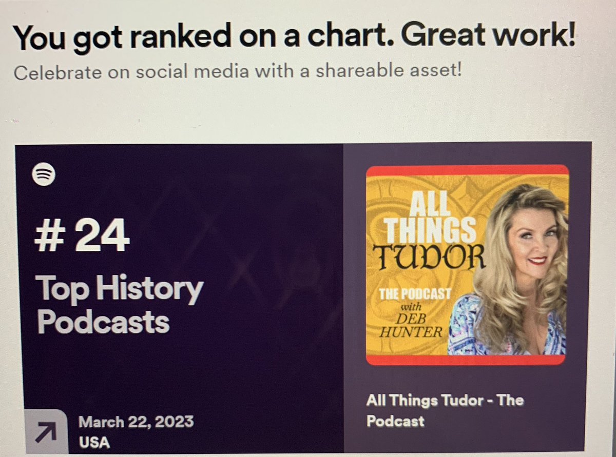 🏵️ All Things Tudor podcast is at #24 today on Spotify!

Thank you for listening. 🫶 If you haven't. check it out. It's FREE to subscribe &amp; follow AND the guests are fantastic, even legendary!

Listen here: podfollow.com/all-things-tud…
