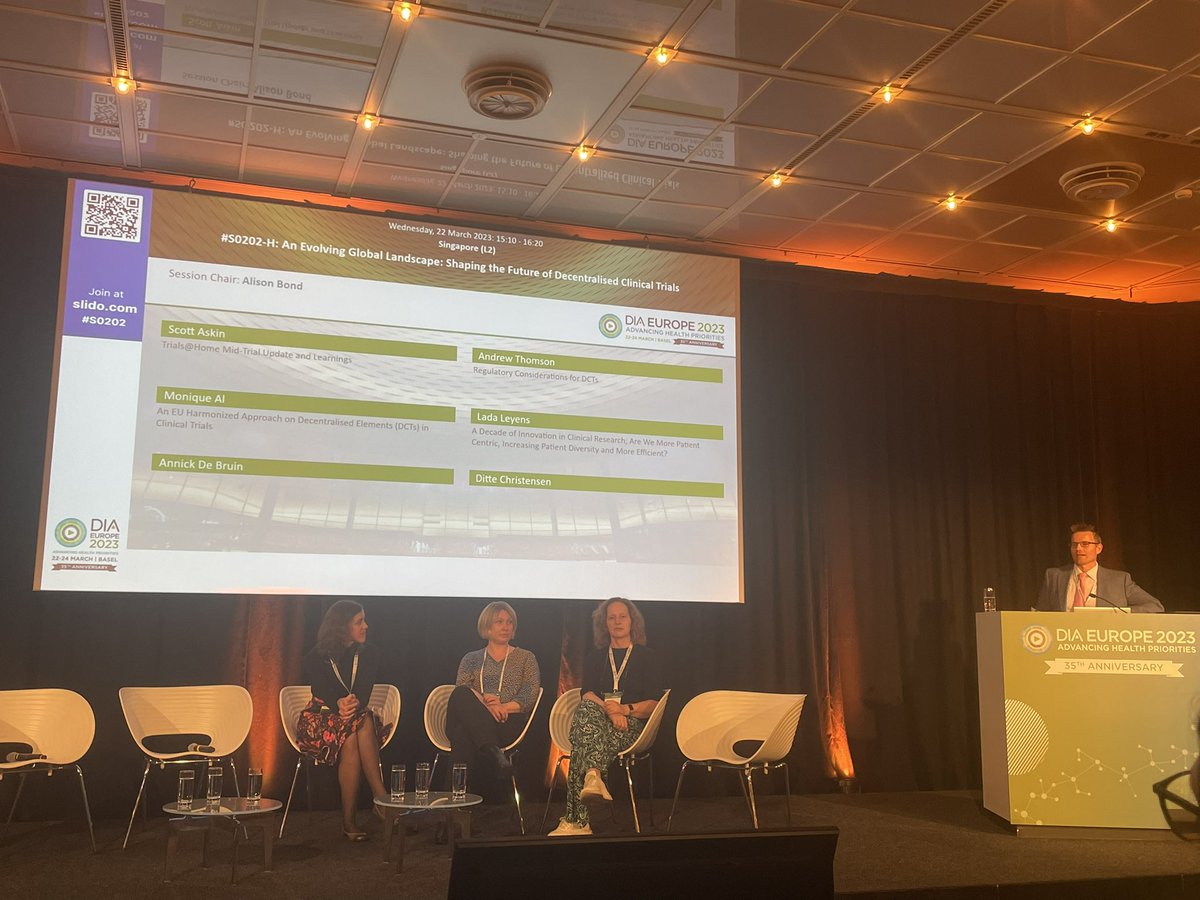 Bringing the trial to the participant: introducing DCTs elements and e-consent Ongoing initiatives <a href="/efpia/">EFPIA</a> <a href="/TranscelerateB/">TransCelerate BioPharma</a> @trials@home @DIAEurope <a href="/sinieskola/">Sini Eskola</a> <a href="/AndreeaI24/">Andreea Iordache</a> <a href="/AnetaTyszkiewi1/">Aneta Tyszkiewicz</a>