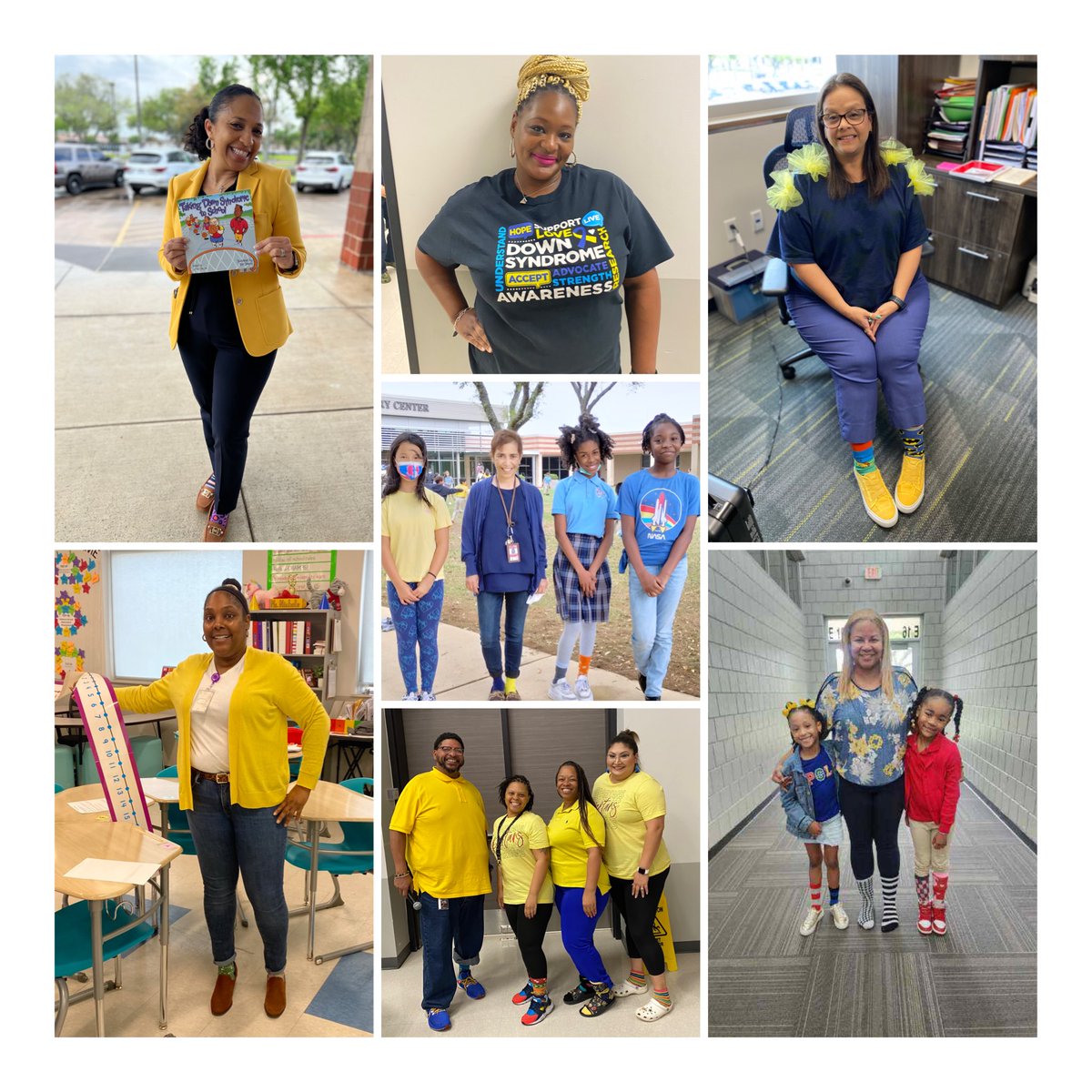 Spartans all over Stafford MSD celebrated Downs Syndrome Day (March 21) by wearing blue and yellow with mismatched socks.  #SMSDGETSDOWN ⁦<a href="/StaffordMSD/">Stafford MSD</a>⁩