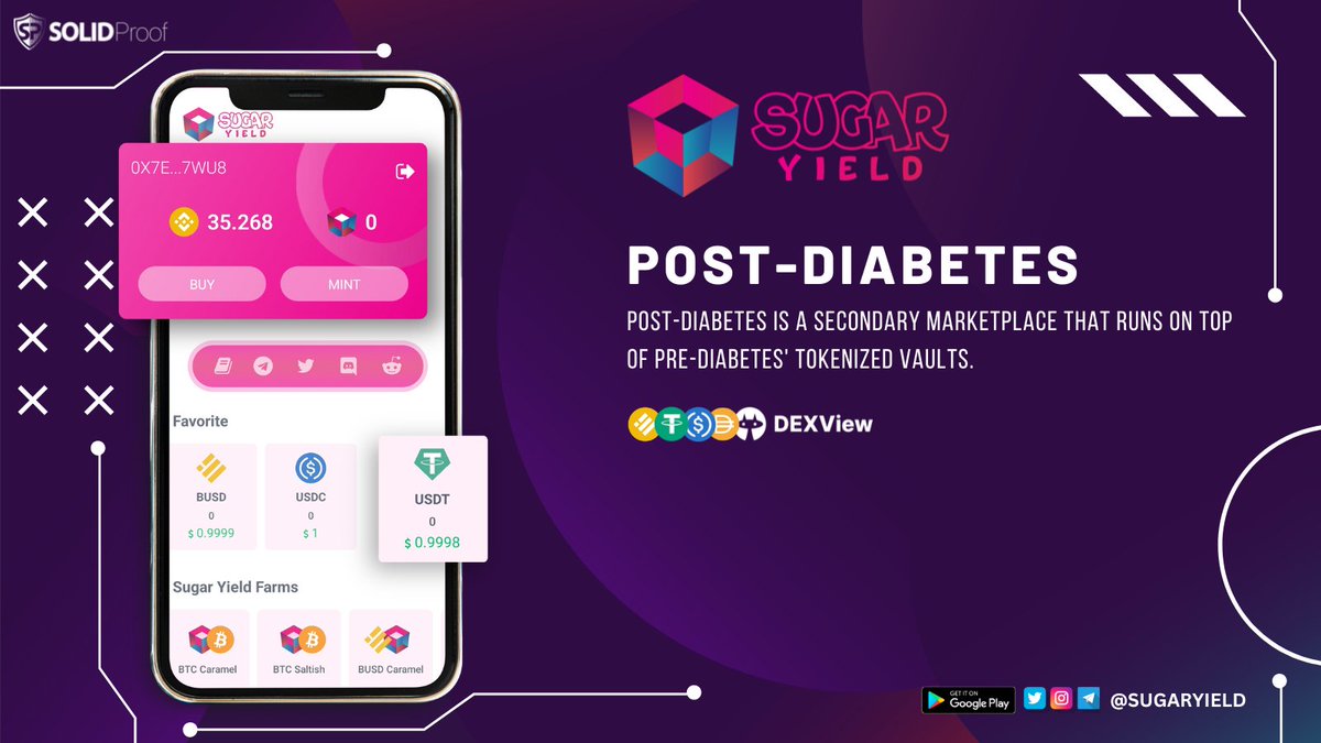 SugarYield's tweet photo. The two significant features offered by SugarYield.✨
1. Pre-diabetes
2. Post-diabetes
📱Mobile App Live: https://t.co/rdbN08Tfa2
🌐Website: https://t.co/iLMTSZXer9
#Sugaryield #Sugar #YieldFarming #BSC #Binance #ETH #BNBChain #Minting #APY #token #crypto #BSCGems https://t.co/xmoBib62mH