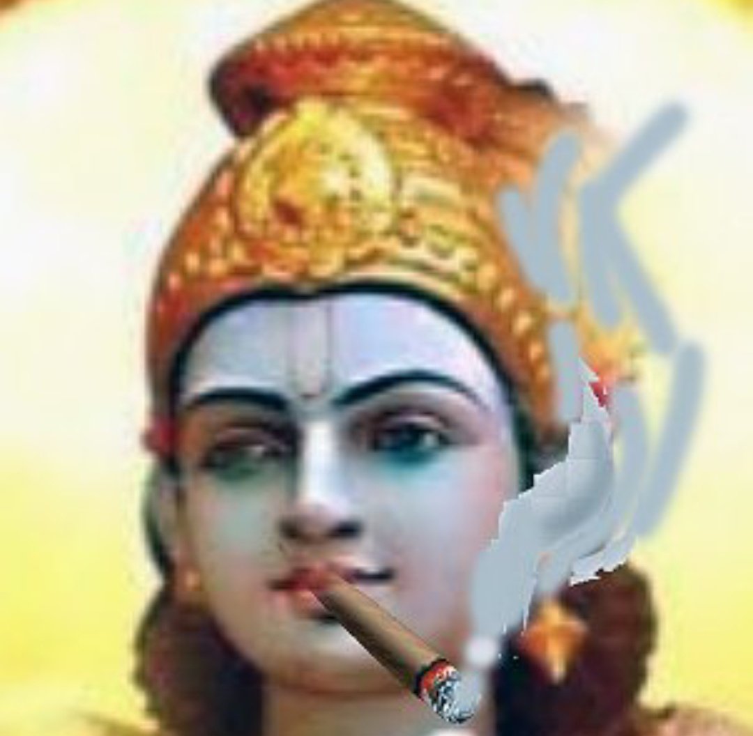 Saffron_Sn's tweet photo. Whoever is behind this handle is putting an objectionable picture of Hindu deity with cigarette. 

Is this the price we pay for secularism and tolerance? But when things happen the other way around, it's blasphemy.

Hope @Uppolice is going to take action. https://t.co/bBt25KGNPy