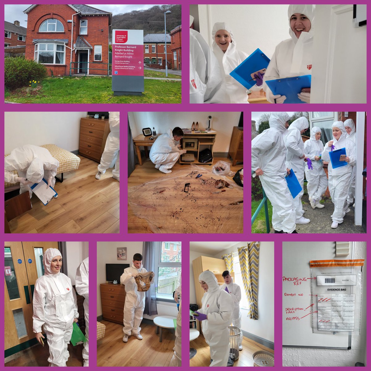 A huge thank you to Forensic Investigation team at USW today setting up the Crime House for our TLZ  @coleggwent Protective Service students to execute their search warrant. #Theresbeenamurder #TLZ #protectiveservices #Torfaen @H_A_Minton