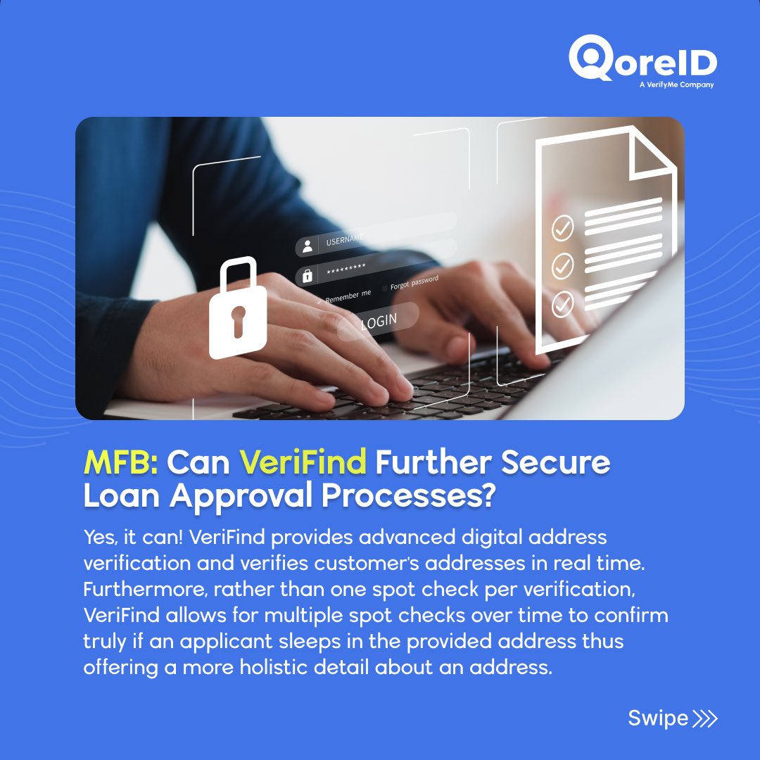 getqoreid's tweet photo. to further securing loan approval processes for MBs, VeriFind has got you covered!
#QorelD #LocationIntelligence #VeriFind
#LendingCompanies #FinTech #Ecommerce #Banking
#MFBs #ConfidenceScore #4DAnalytics https://t.co/CLPRiWAo8c