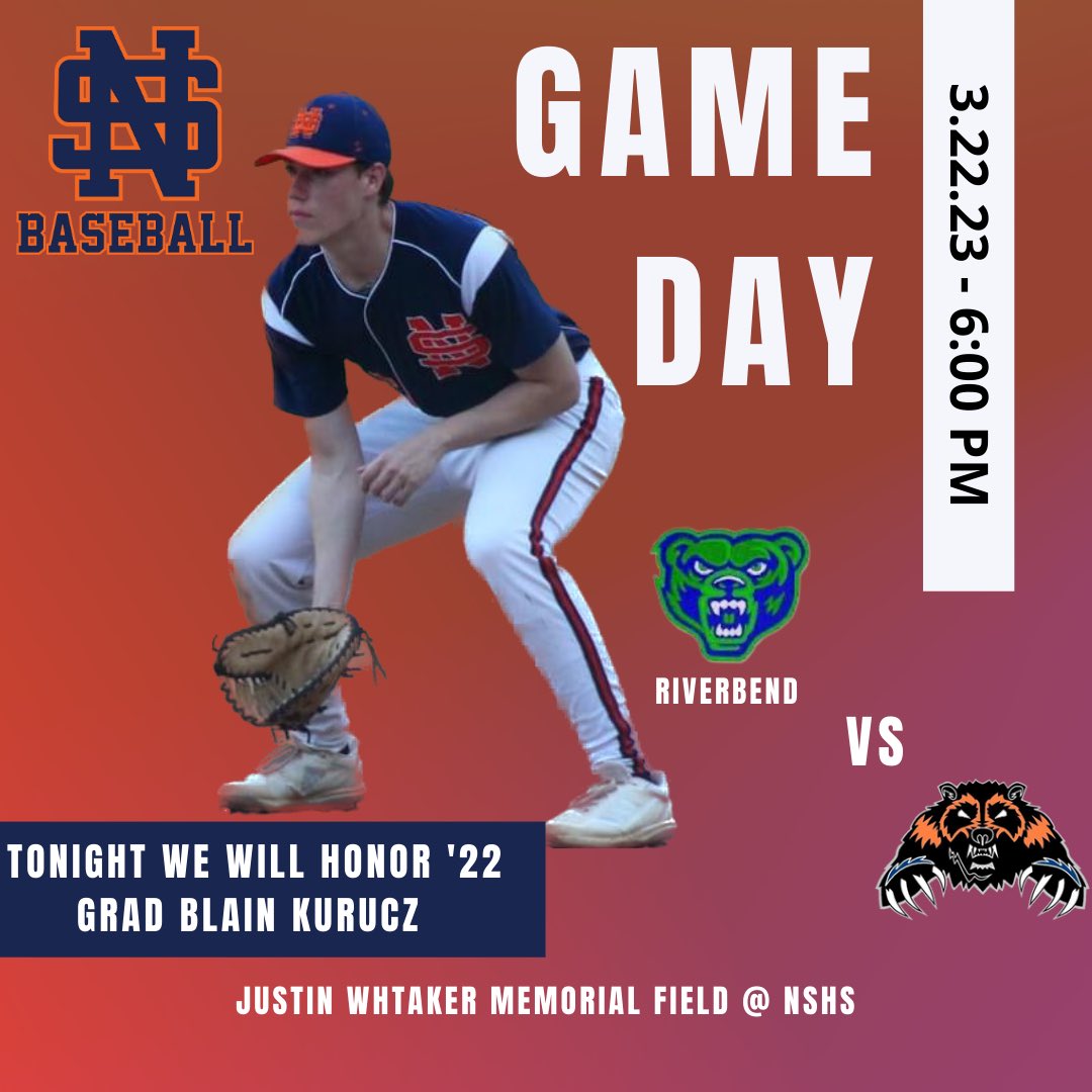 Baseball_NSHS's tweet photo. Tonight we honor the late Blain Kurucz a 2022 graduate and @Baseball_NSHS alumni. Game time against @BeardownRB is 6PM. #BK22 https://t.co/tmVe8CteCh