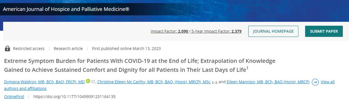 ATS_BSHSR's tweet image. Extreme #Symptom #Burden for #Patients With #COVID-19 at the End of Life; Extrapolation of Knowledge Gained to Achieve Sustained Comfort and Dignity for all Patients in Their Last Days of Life buff.ly/3n8i937