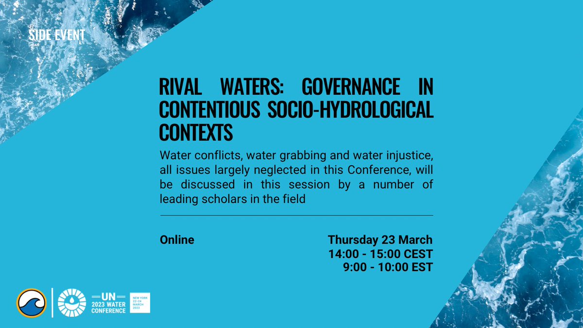 🚨Do not miss | NEWAVE at UN Water Conference
📅 Thursday 23 March, 14:00-15:00 CET
🔗Register here: vu-live.zoom.us/webinar/regist…
💡Join us for this virtual side-event to learn about water (in)justice within the context of land- and water grabbing
#WaterAction 
<a href="/UN_Water/">UN-Water</a>