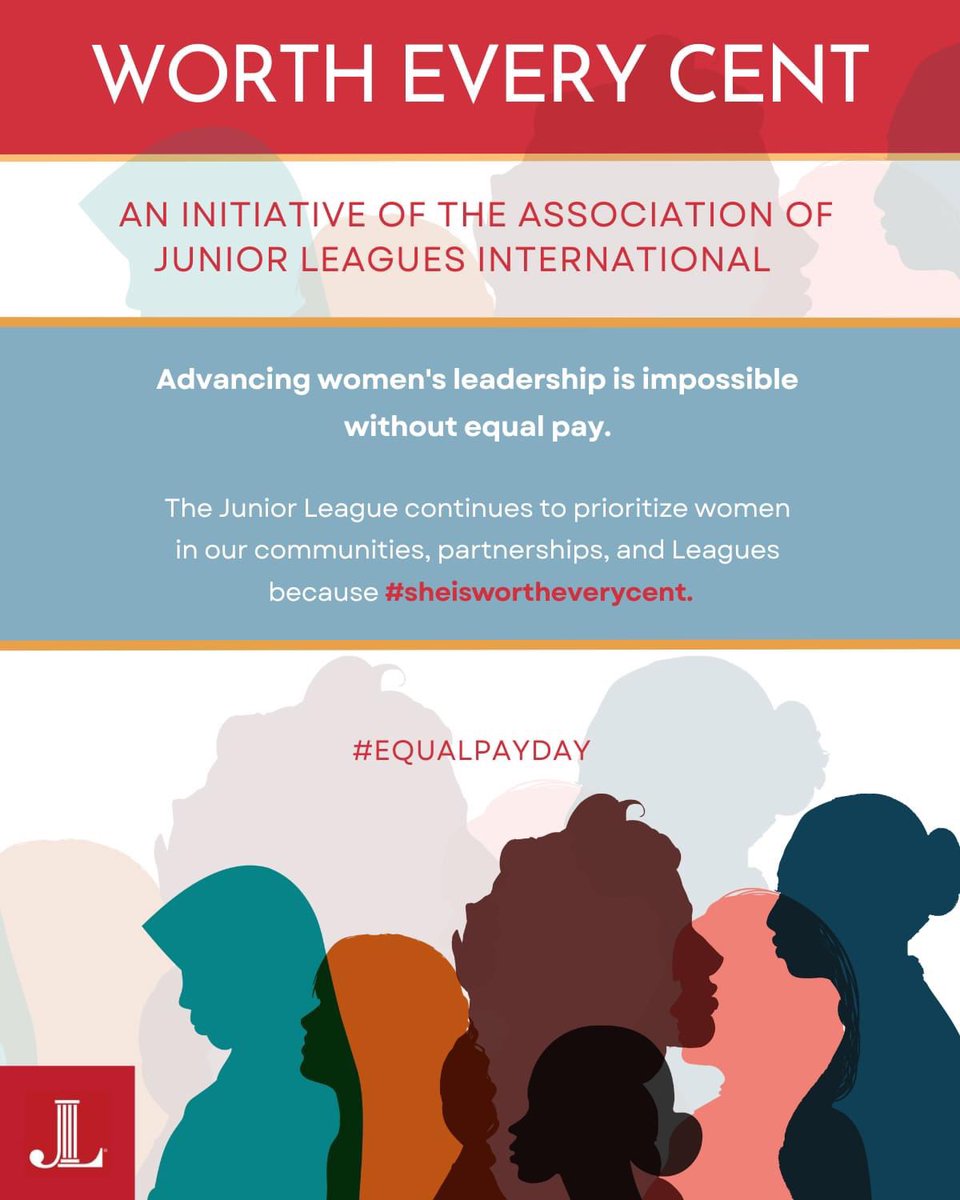 JLLincolnNE's tweet photo. Advancing women's leadership is impossible without equal pay. The Association of Junior League believes women are "Worth Every Cent" and is excited to launch this new initiative. 

The Junior League prioritizes women in our communities because
#sheiswortheverycent!
 #EqualPayDay https://t.co/2ak2UDVIpQ