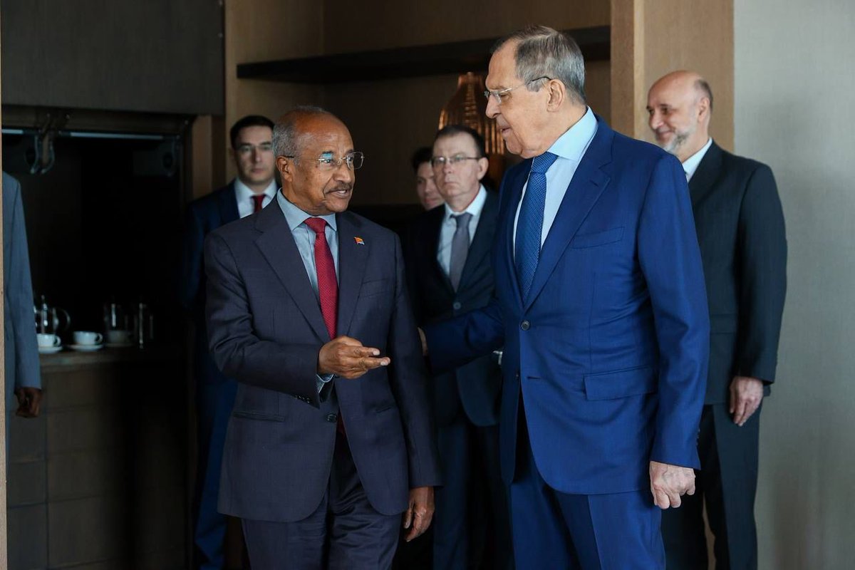 hawelti's tweet photo. #Eritrea's delegation composed of Foreign Minister Osman Saleh &amp; Pre. Adviser Yemane G/ab held extensive meeting with Russian FM, Sergey Lavrov, in Sochi today.  The two sides had friendly &amp; comprehensive discussions spanning bilateral ties as well as regional/global developments https://t.co/3TnQHtRBbV