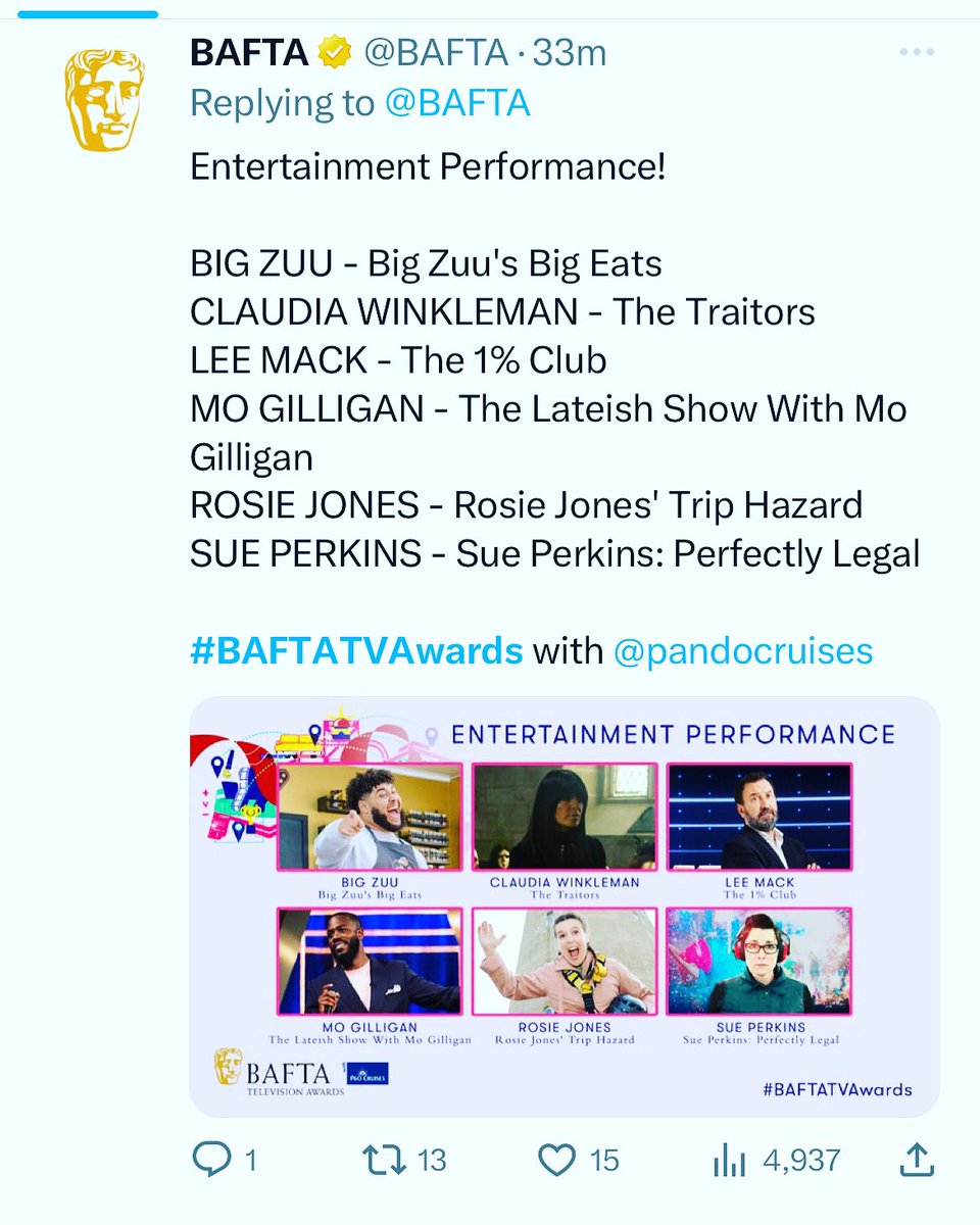 croydon_films's tweet photo. Congratulations @sueperkins for your very well deserved  @BAFTA nomination for #perfectlylegal @netflix @RumpusMedia @DebiAllen @ruthymorrison https://t.co/Q4H3L0fPRD