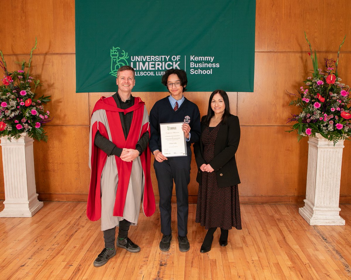 #awardwinningstudents 
Congratulations to Charlie Griffin who 
received a Junior Cycle Business Studies Award from the Kemmy Business School University of Limerick pictured below with his proud teacher Ms O'Flynn.