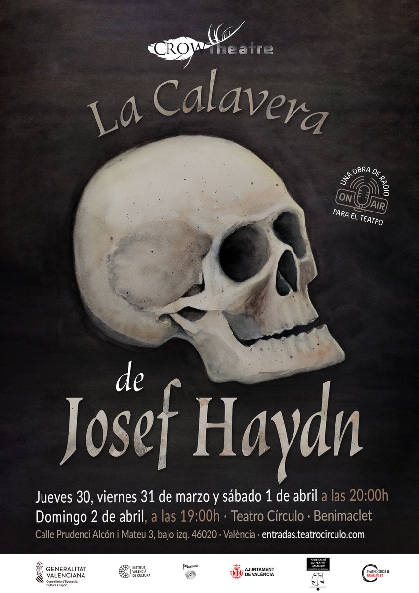 RubenNavarro's tweet photo. La propuesta más atrevida e innovadora de @CrowTheatre  hasta la fecha. Os vamos a impresionar!
Descubre el misterio de esta ilustre calavera💀. Atrévete! Entradas en:
https://t.co/KL4k2dUgtV https://t.co/B7tWGsXrvR