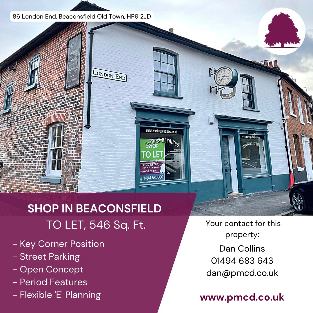 PMCDRetail's tweet image. Looking for a shop to let in Beaconsfield? The rent for this prime corner shop has been reduced! Located at the top of London End, near popular restaurants and independent shops. Contact us now for lease terms and a viewing! #Beaconsfield #ShopToLet #BusinessOpportunity