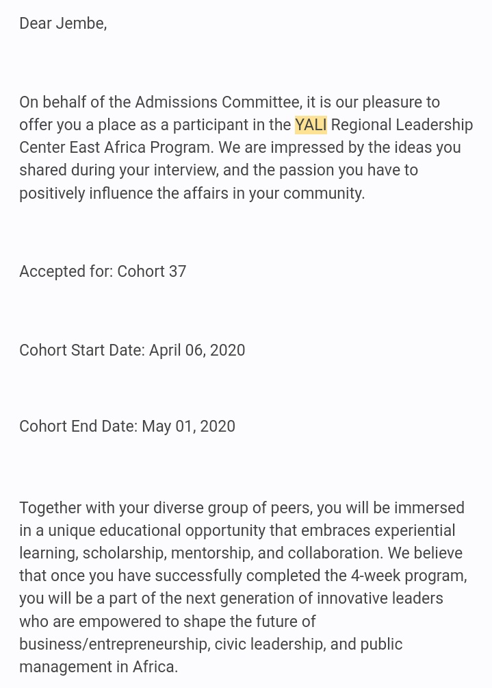 Jembe. (@jembe002) on Twitter photo A few days ago, my sister <a href="/Faridahally2/">Faridah Ally</a> expressed her feeling's towards this fellowship. I have applied for this fellowship since 2017, I Started with @YALIRLCEA which I was selected for cohort 37 which was to start on April 6 2020 to May 1st of May 2020. A few days ago, my sister <a href="/Faridahally2/">Faridah Ally</a> expressed her feeling's towards this fellowship. I have applied for this fellowship since 2017, I Started with @YALIRLCEA which I was selected for cohort 37 which was to start on April 6 2020 to May 1st of May 2020.