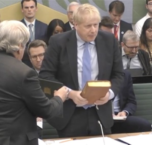 supertanskiii's tweet photo. Johnson arrives at the Privileges Committee, with his personal copy of The Ladybird Guide to Bullshitting. https://t.co/Wozh8Wy22O