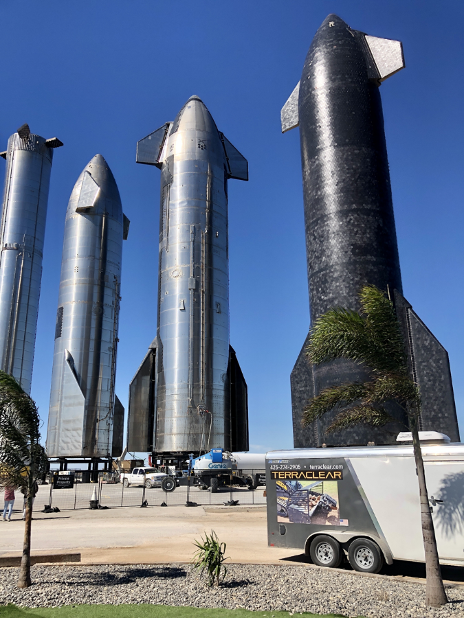 TerraClearInc's tweet photo. Greetings from @SpaceX's Starbase in Texas. While our Rock Picker is currently only available on earth, it’s still nice to see two cool technologies hanging out.
#Innovation #agtech #TerraClear #RockPicker https://t.co/9x0yXqnBZs