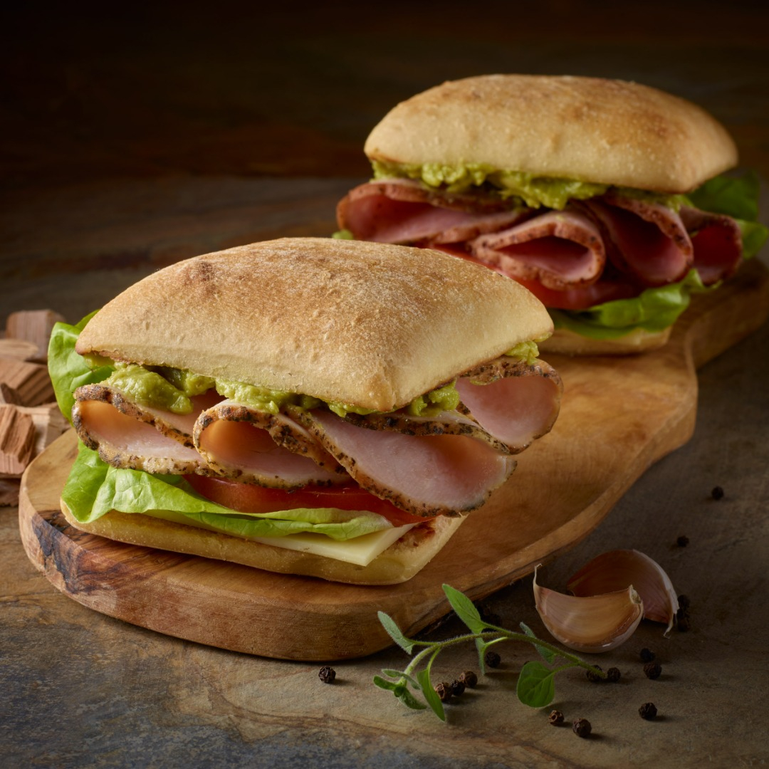 HormelNatural's tweet photo. HORMEL® NATURAL CHOICE® Pecanwood Smoked Sweet Black Pepper Ham and HORMEL® NATURAL CHOICE® Applewood Smoked Garlic &amp; Herb Turkey Breast are thick cut and packed with hardwood smoked flavor in our Hardwood Smoked Ciabatta Sandwich Recipe #sandwich #ciabatta #hardwoodsmoked https://t.co/6Z8Fe8xHCL