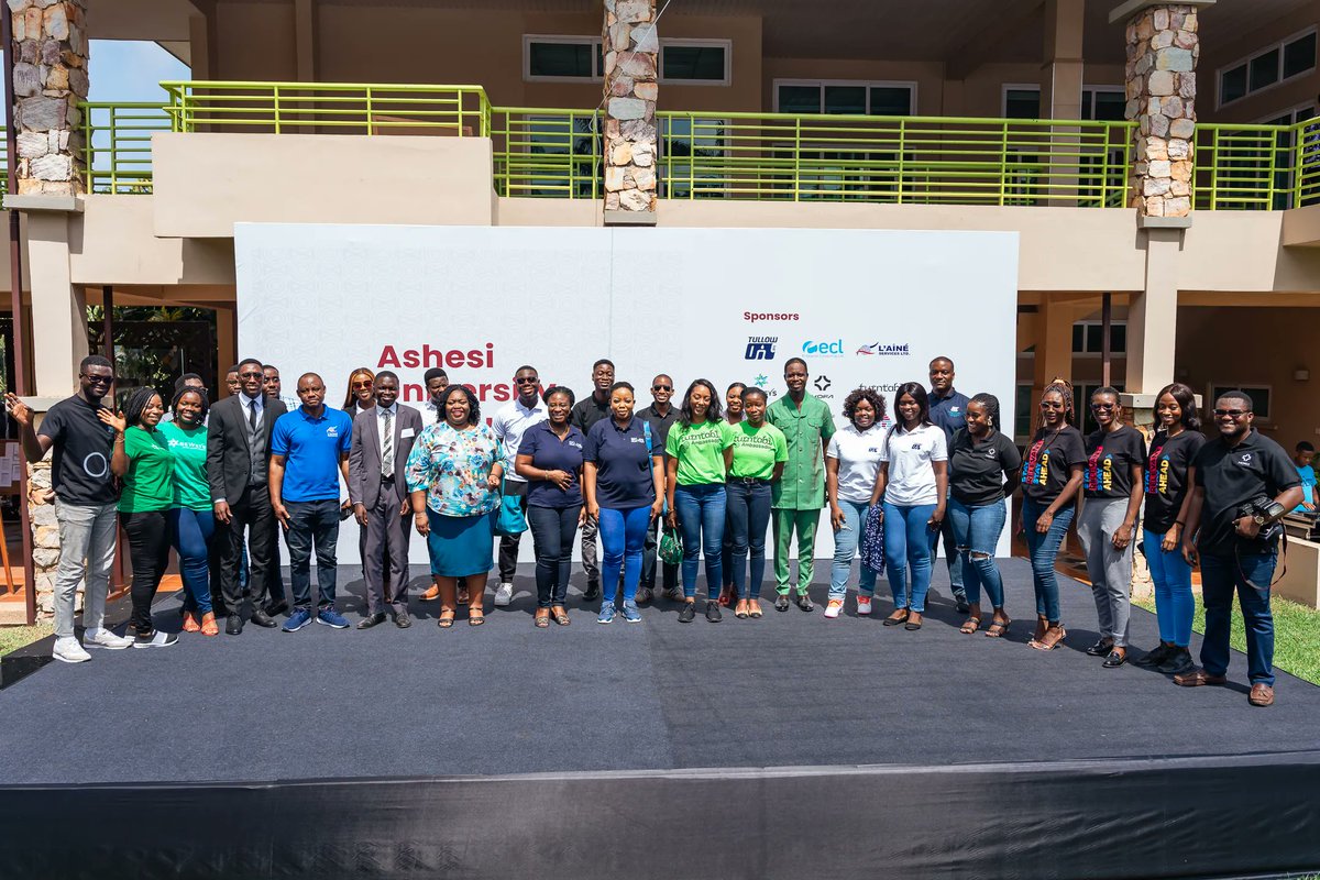 Ashesi's tweet photo. Thank you to all our 2023 Ashesi Career Fair sponsors for partnering with Ashesi University. @entcomputing, @TullowOilplc, @Bsl_gh, @GenKeyGroup, @Bewsys1, @WeAreKofa, @LAINE_HR, @turntablio, @Nestle, CHGroup, ObsidianAchernar, and Docutech Ghana.

#atAshesi #AshesiCareerFair https://t.co/2E2lf60ndk