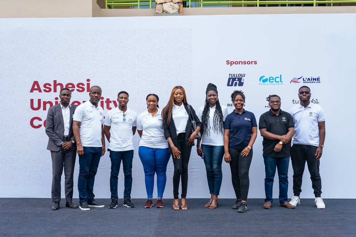 Ashesi's tweet photo. Thank you to all our 2023 Ashesi Career Fair sponsors for partnering with Ashesi University. @entcomputing, @TullowOilplc, @Bsl_gh, @GenKeyGroup, @Bewsys1, @WeAreKofa, @LAINE_HR, @turntablio, @Nestle, CHGroup, ObsidianAchernar, and Docutech Ghana.

#atAshesi #AshesiCareerFair https://t.co/2E2lf60ndk