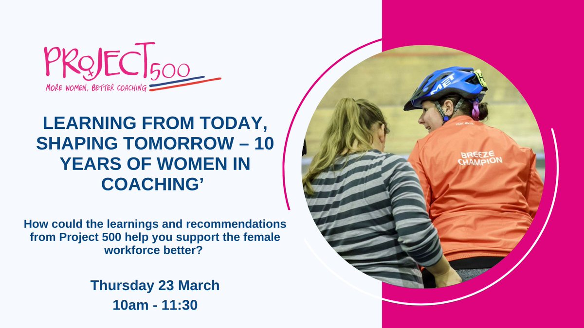 How can we best support female coaches and activity leaders❓
Hear the learning and recommendations from Project 500, a regional initiative that has been supporting women in coaching since 2013💻
Join us for tomorrow and book here👉 https://t.co/G3WKMkBJP1
@femalecoaches