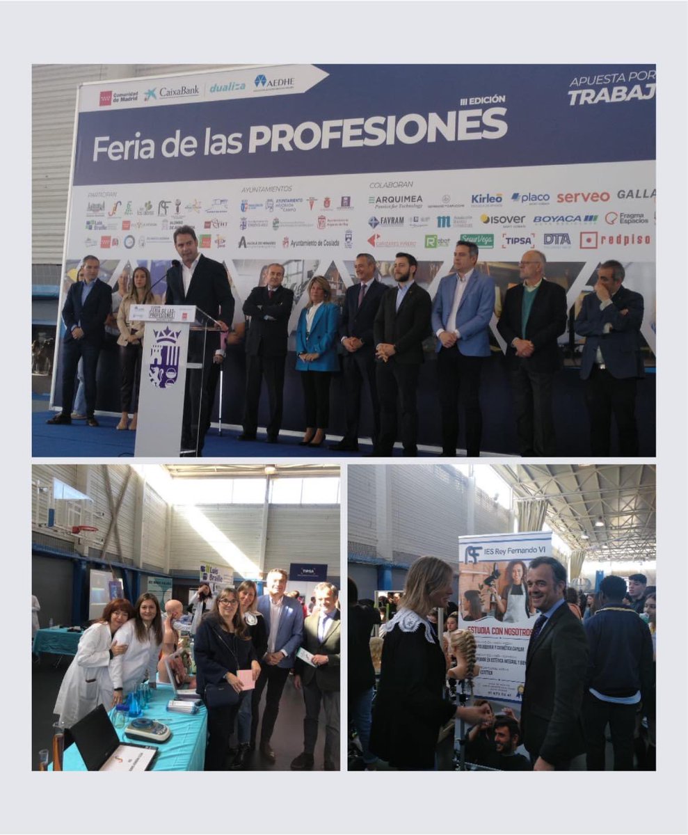 Alejandrasf7's tweet photo. 🏫 Hoy visitamos la III Edición de la Feria de las Profesiones, con la presencia del IES Jaime Ferrán Clúa y el IES Rey Fernando VI.

✅Adecuar la FP al mercado de trabajo.
✅Incentivar el empleo juvenil.
✅Captar talento, innovación, competitividad y desarrollo empresarial. https://t.co/S2DaRifIE9