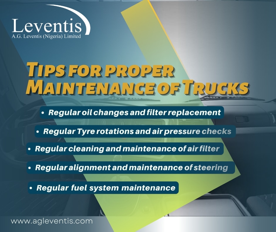 AGLeventisPlc's tweet photo. Ensure your truck runs smoothly and reliably with these crucial Maintenance Tips.
#aftersaleservice #truckmaintenance
#tips #agleventis https://t.co/im50BsUNpf
