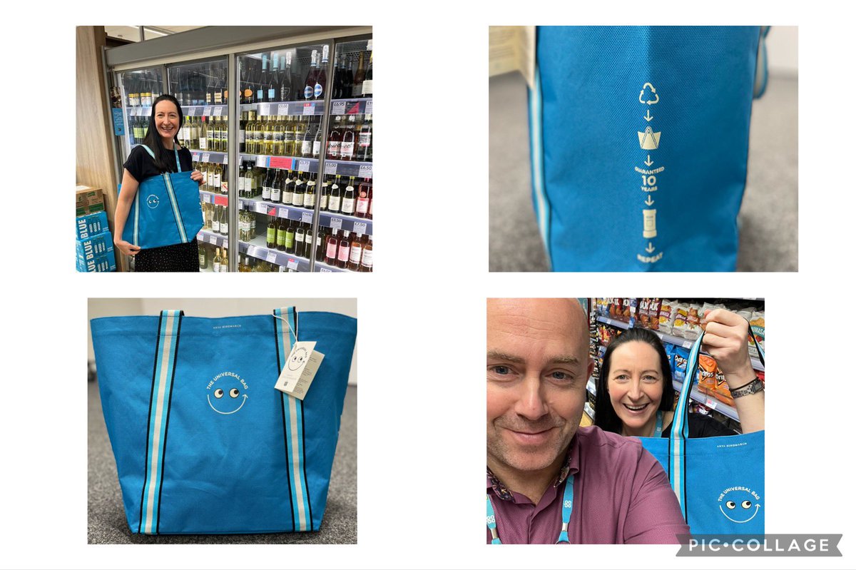 So happy I’ve got my @anyahindmarch @coopuk bag today in #downendroad made from 100% recycled materials. #universalbag #bagforlife @SimonBBush