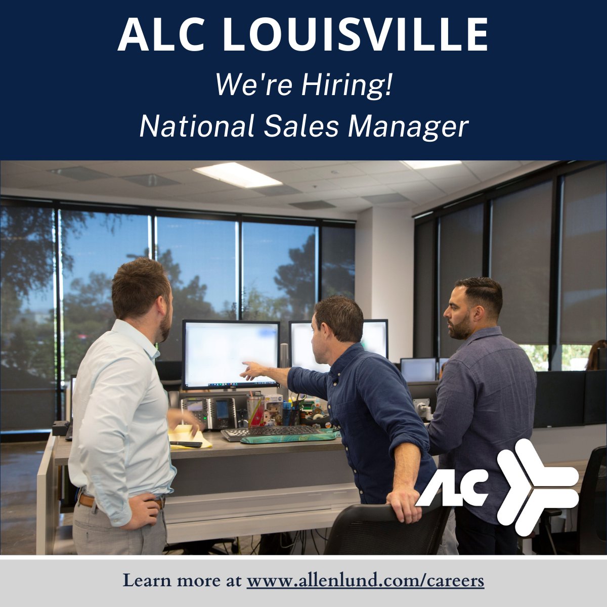 ALC Louisville is hiring! 

To learn more/apply click here: 
bit.ly/3Er1nTk

#AllenLund #Hiring #3PL #sales #nationalsalesmanager #bds #transportationindustry #louisvillejobs #freight #familyowned
