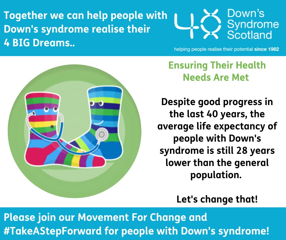 Despite good progress, the average life expectancy for people with Down’s syndrome is still 28 years lower than the general population - we need to address these health inequalities. Read more here 👉takeastepforward.org.uk/announcements/… #TakeAStepForward