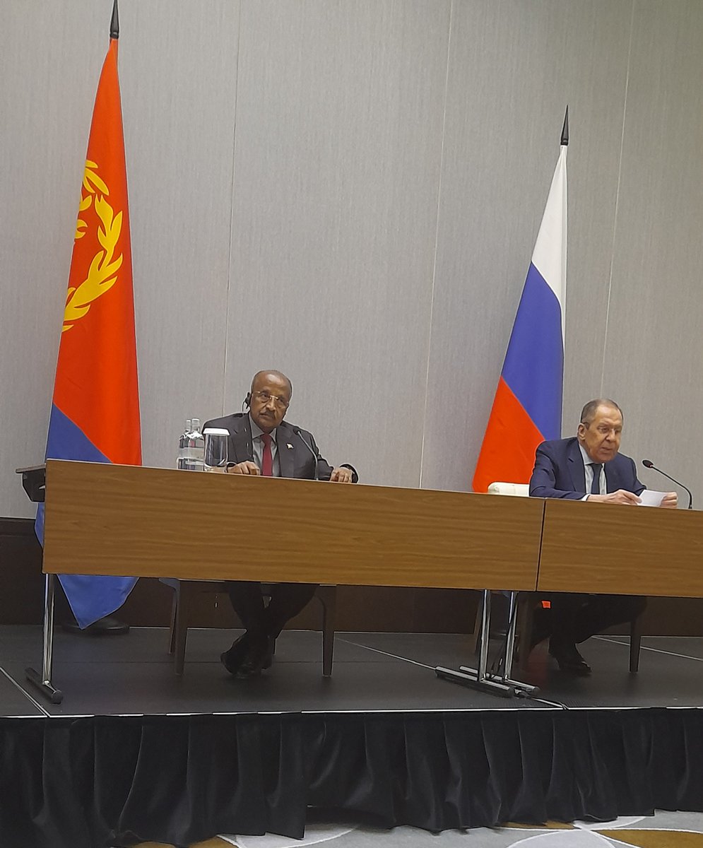 hawelti's tweet photo. Subsequent to their productive talks, the two Foreign  Ministers held a joint press conference, which underscored the convergence of views between the two countries.  FM Osman reaffirmed Eritrea's independent &amp; principled position on the Ukraine pretext. https://t.co/RjpYgFoIqa