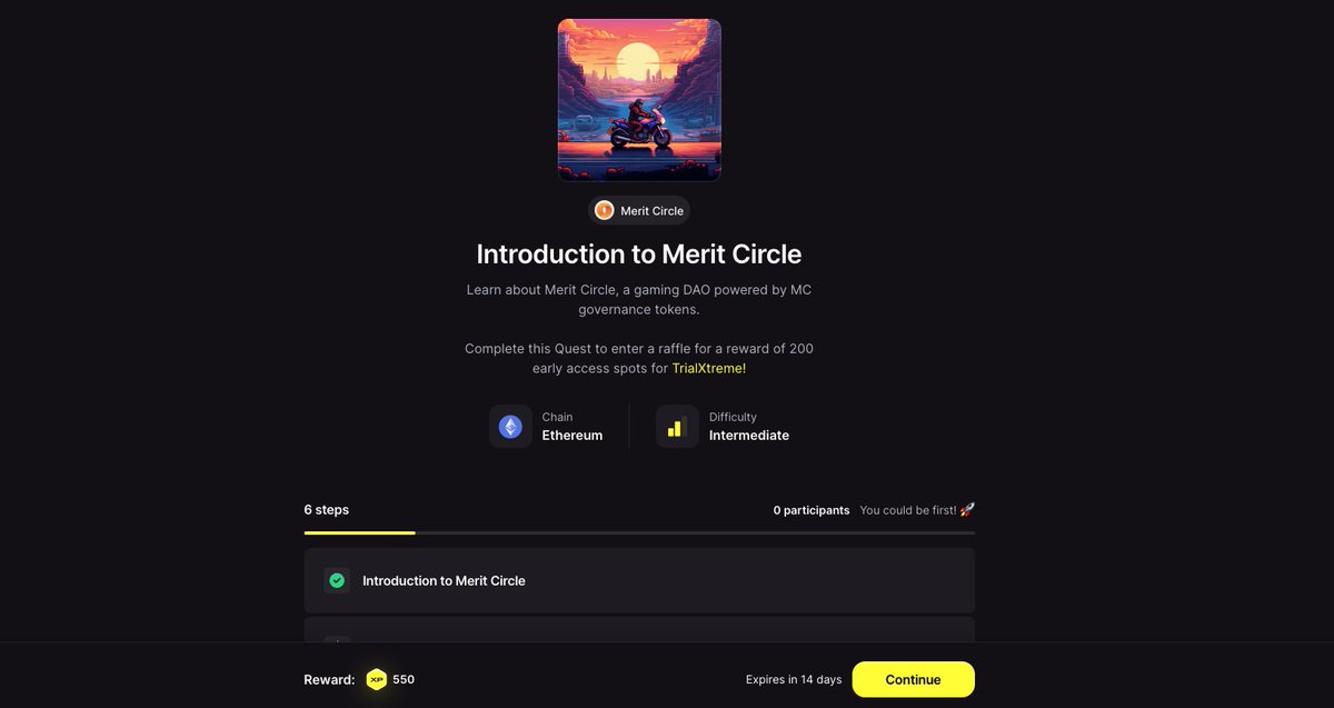 BeamFDN's tweet photo. The quest consists of 6 steps

1. An introduction about @MeritCircle_IO 
2. Acquire some $MC
3. Stake your $MC
4. Join the raffle with @TrialXtreme 
5. Leave your details
6. Retweet a tweet and follow @MeritCircle_IO https://t.co/RZSAh4wS8g